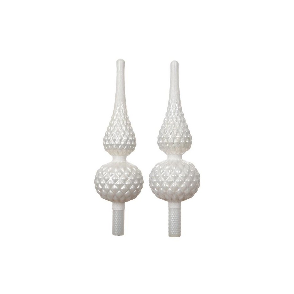 PUNTALE VETRO BIANCO PUNTA GLITTER H.30